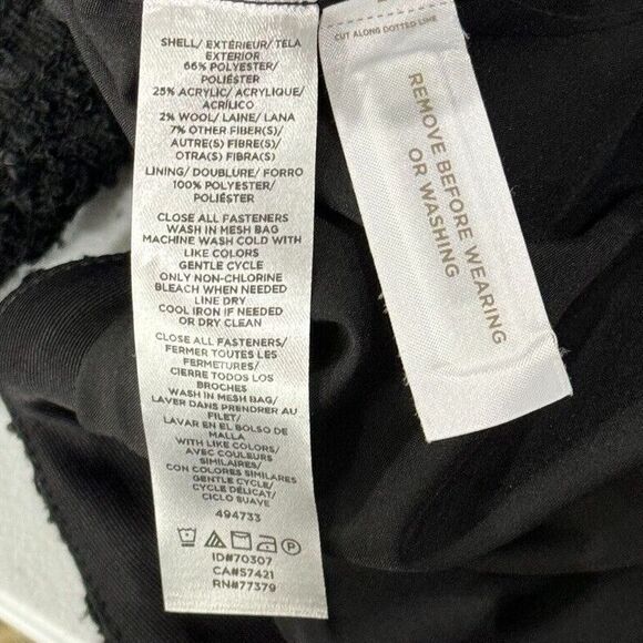 Ann Taylor Coat Black Boucle Peplum Coat Jacket Size M Windowpane Pockets - Picture 7 of 10